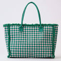 Gingham Check Frayed Trim Tote Bag