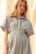 STRIPED BUTTONDOWN SHIRT DRESS