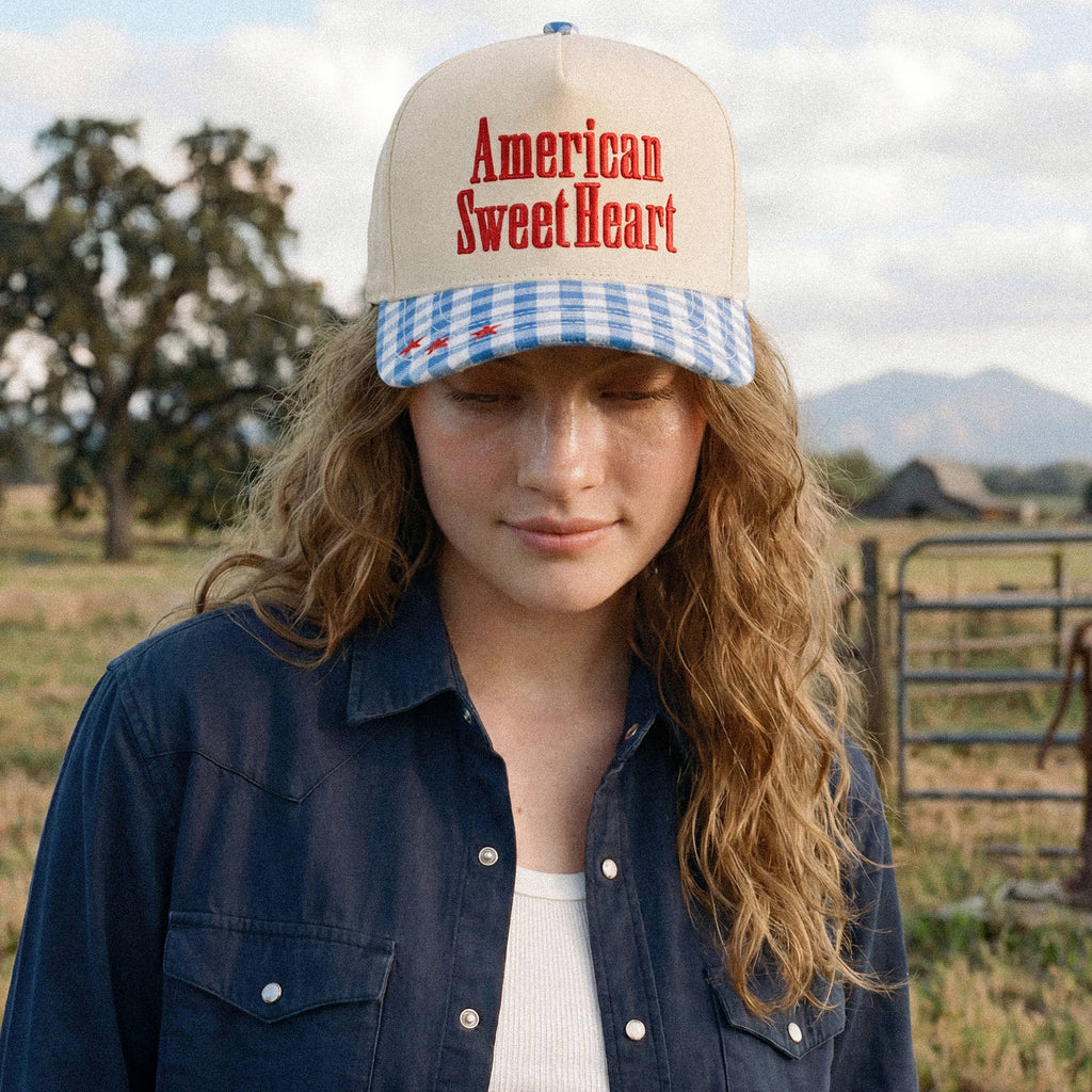 C.C AMERICAN SWEETHEART Letter on Two Tone Trucker Hat