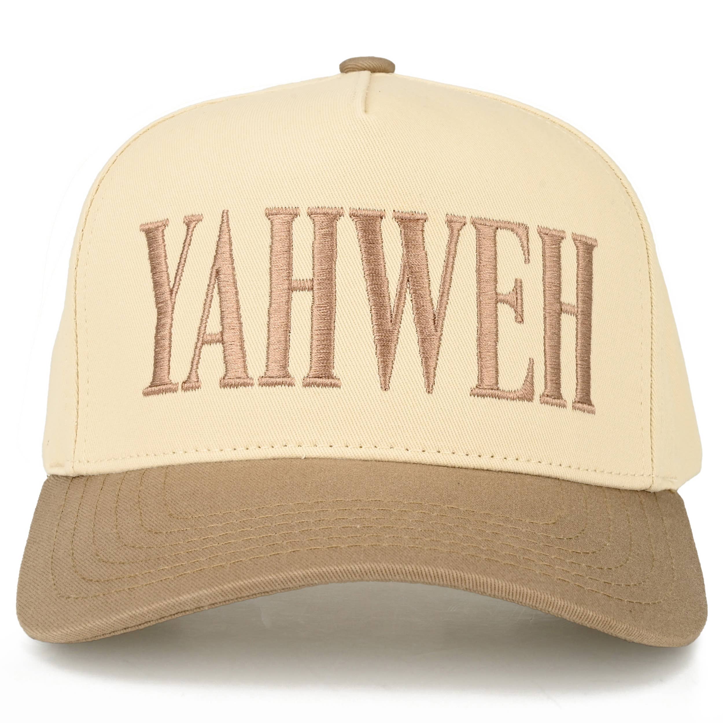 C.C YAHWEH Letter Embroidered on Brim Two Tone Trucker Hat