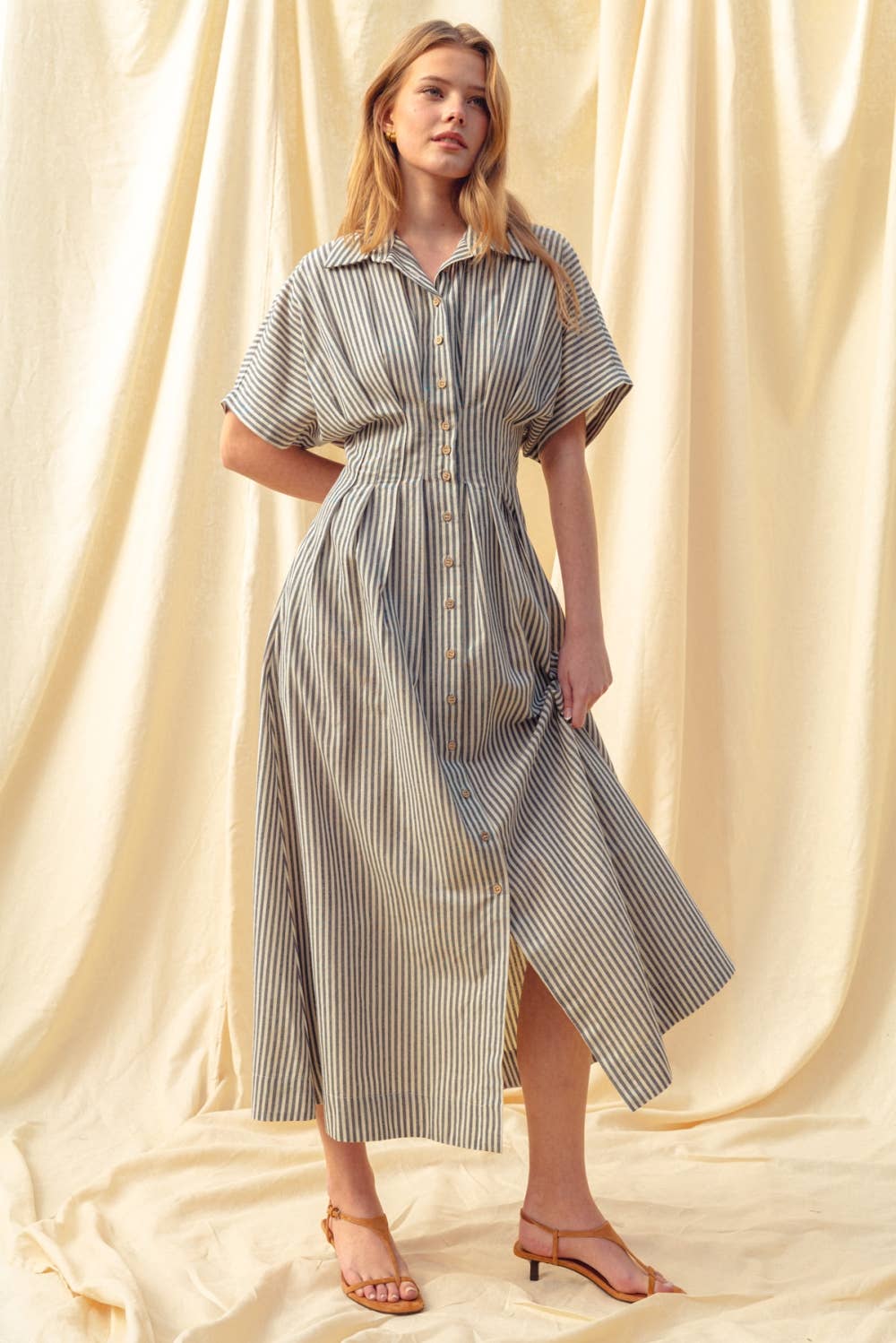 STRIPED BUTTONDOWN SHIRT DRESS