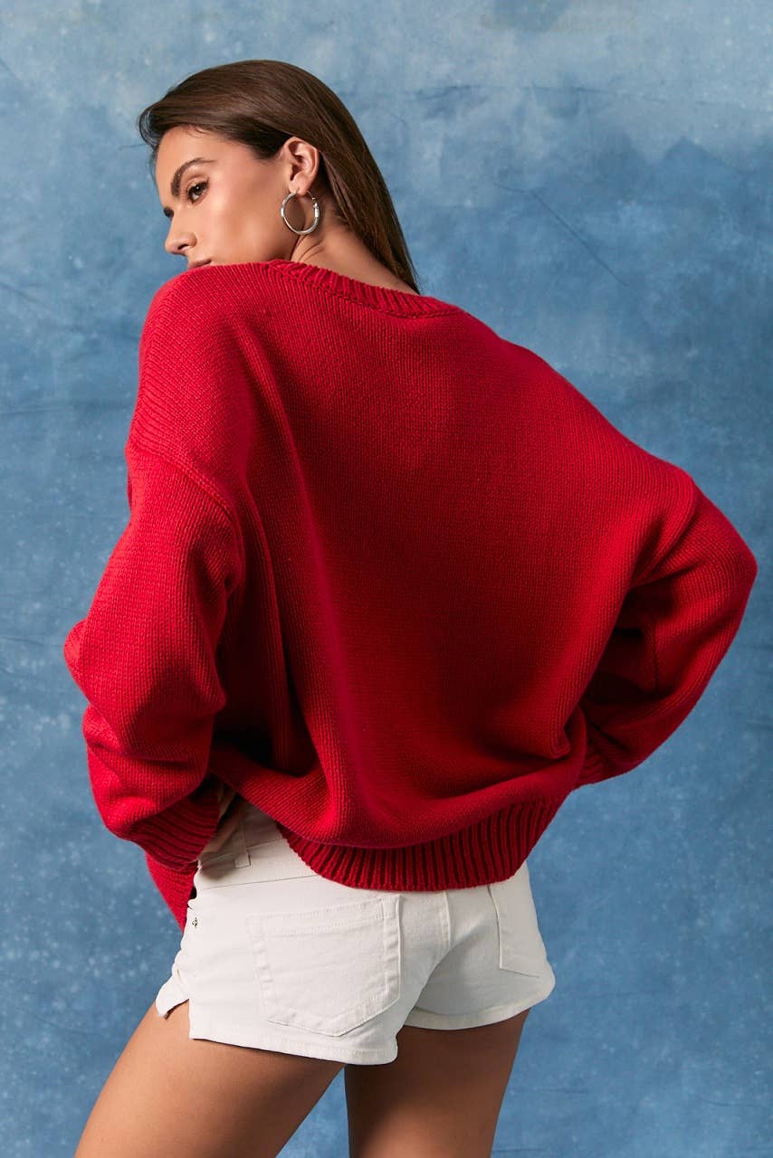 ROUND NECK OVERSIZED SWEATER TOP