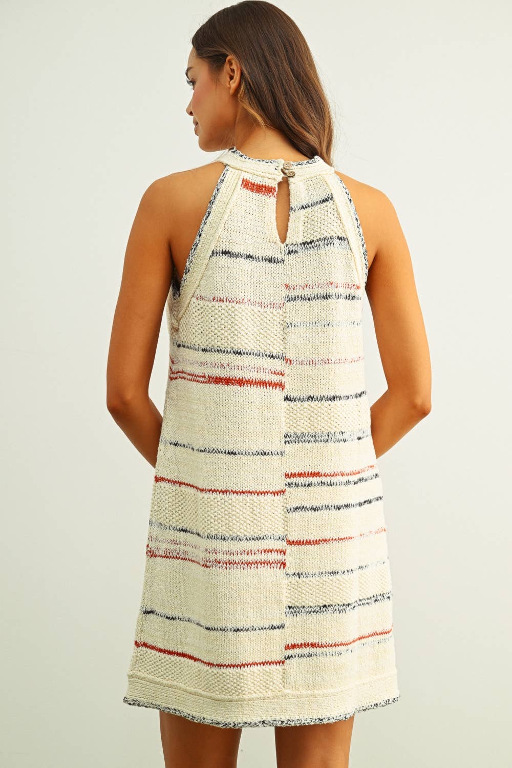 MULTI COLOR STRIPE PATTERN KNIT DRESS